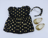 American Girl Black Gold Polka Dot Dress Outfit Set – For 18" Dolls