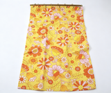 Vintage Yellow Floral Mini Shower Curtain with Plastic Rod for 18'' Doll Retro Groovy Bathroom Pretend Play