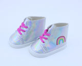 Authentic American Girl Iridescent Rainbow High-Top Sneakers for 18'' Doll shoes