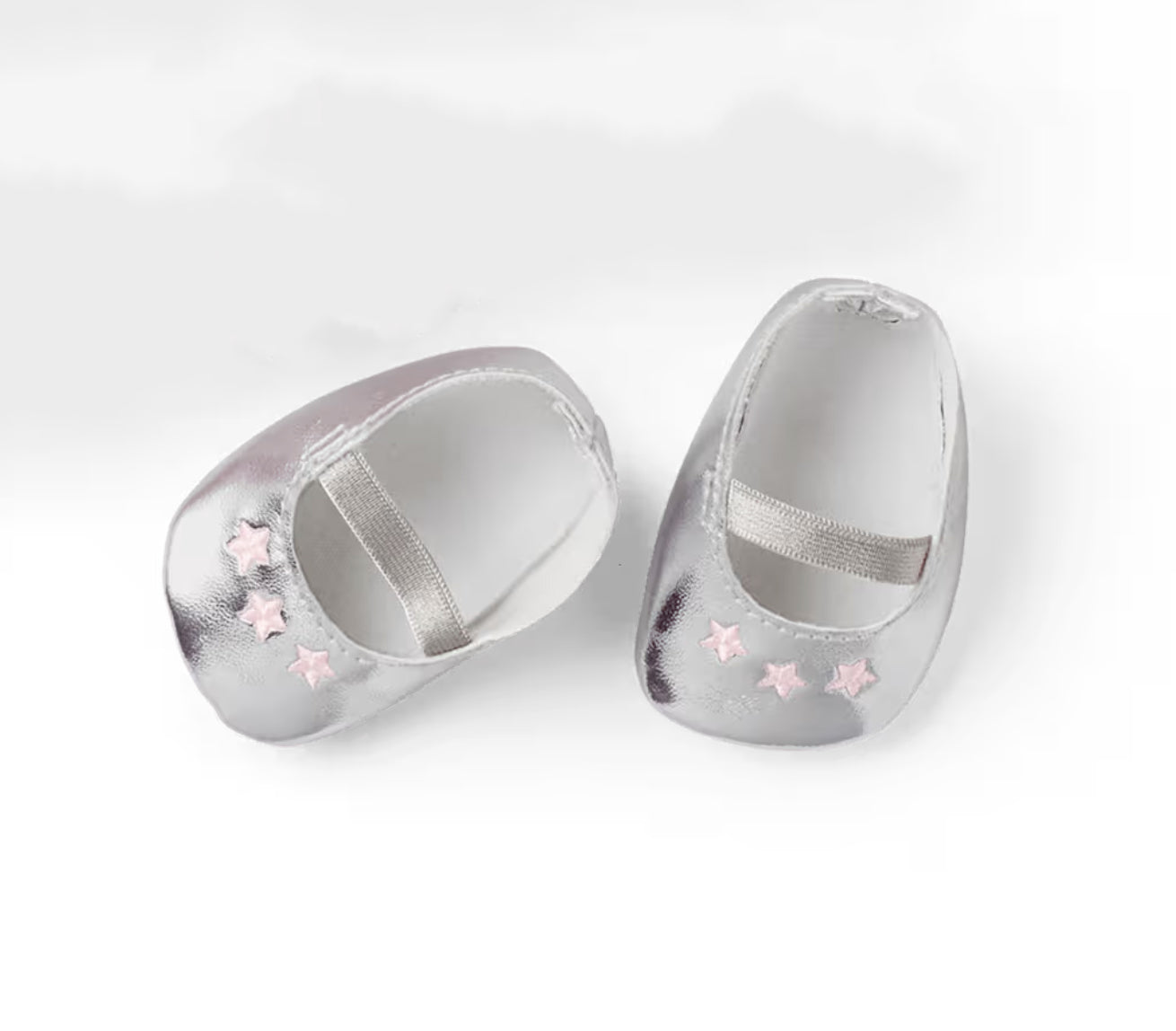 American girl A pair of sparkly silver ballet flats from Sprinkle of Stars Outfit for Bitty Baby Dolls