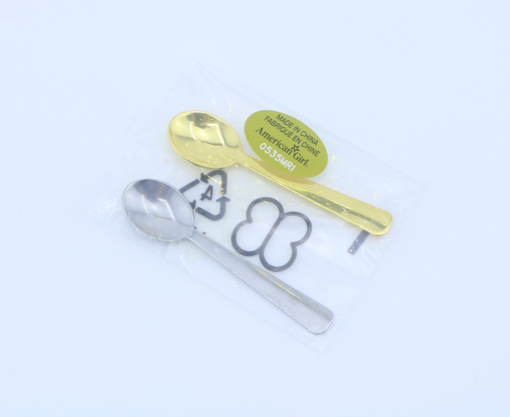 American Girl Gold & Silver Spoon Set - Authentic 2-Piece Doll Cutlery - For 18" Dolls