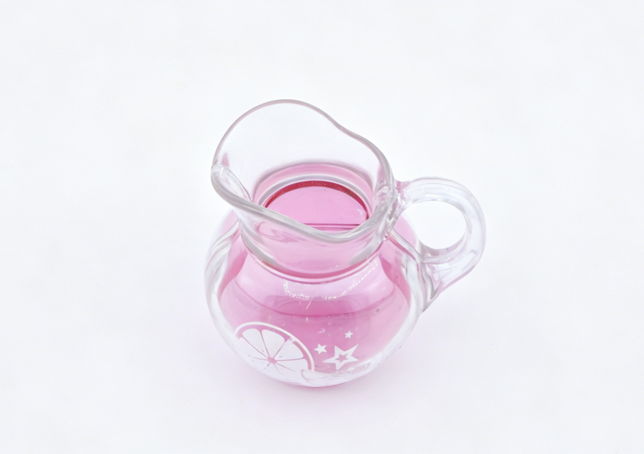 Mini Clear Plastic Pitcher With Pink Lemonade Pretend Drink Prop FOR 18'' DOLL | Doll Tea Party & Picnic Tableware