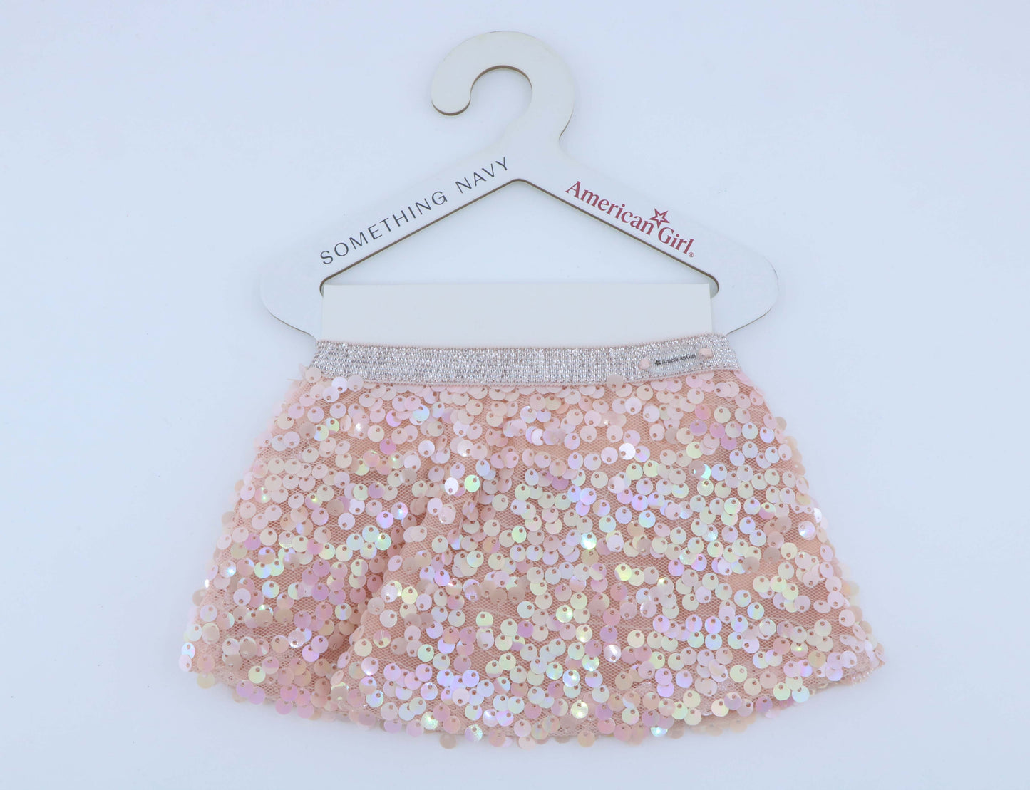American Girl x Something Navy Iridescent Pink Sequin Holiday Skirt With Original Hanger – For 18" Dolls