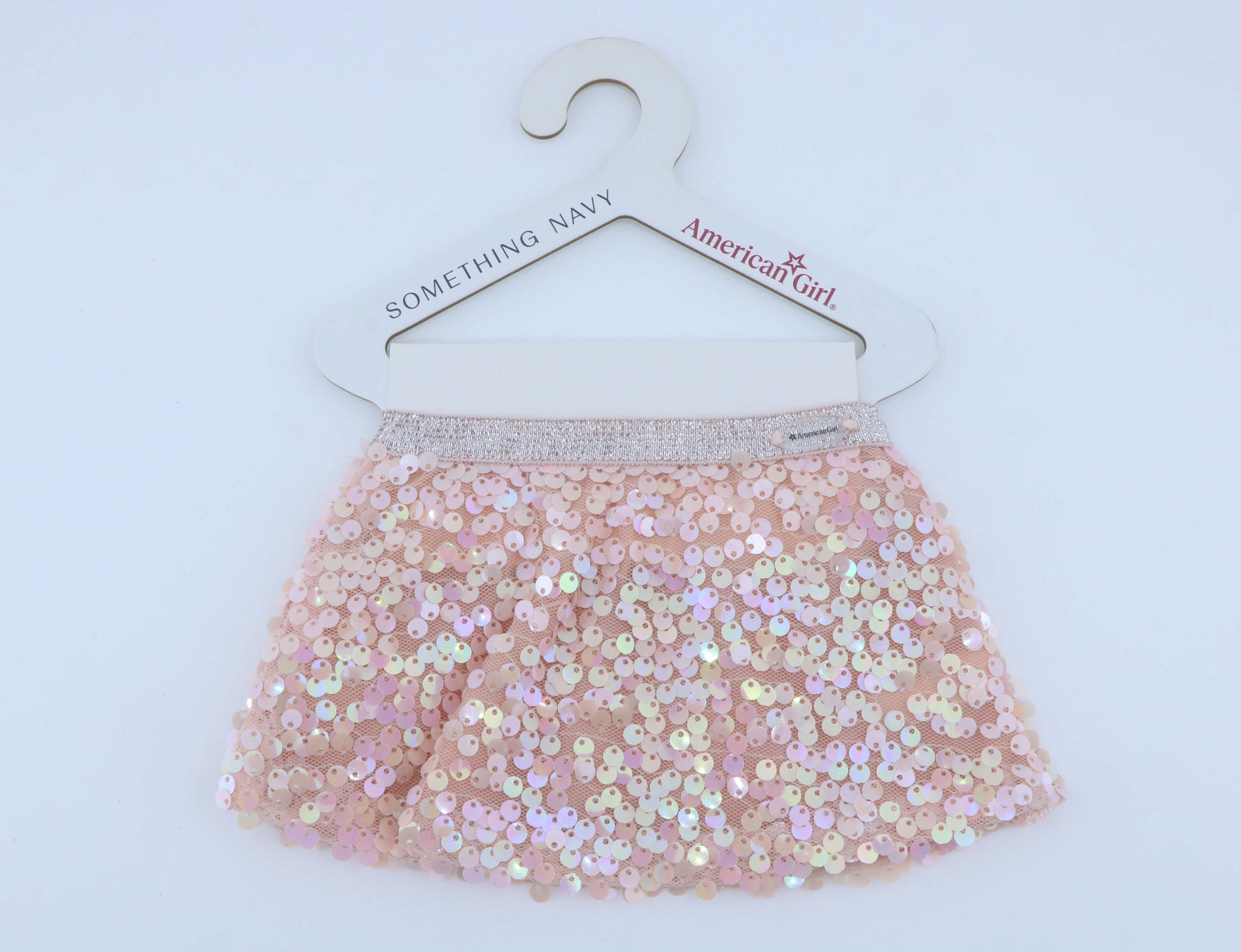 American Girl x Something Navy Iridescent Pink Sequin Holiday Skirt With Original Hanger – For 18" Dolls