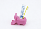 Pink Hippo Toothbrush Holder Set with Yellow Toothbrush & Toothpaste Tube for 18'' Doll Retro 70s Groovy Bathroom Pretend Play