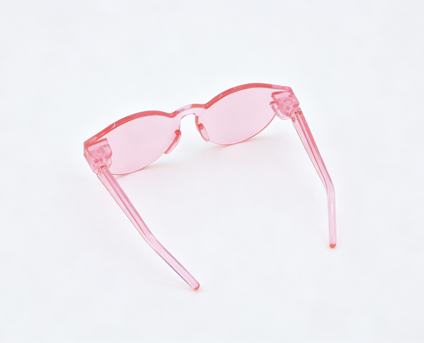 Transparent Light Pink Half Rim Round Tinted Lens Sunglasses Summer Beach Photo Accessory for 18'' doll