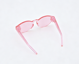 Transparent Light Pink Half Rim Round Tinted Lens Sunglasses Summer Beach Photo Accessory for 18'' doll