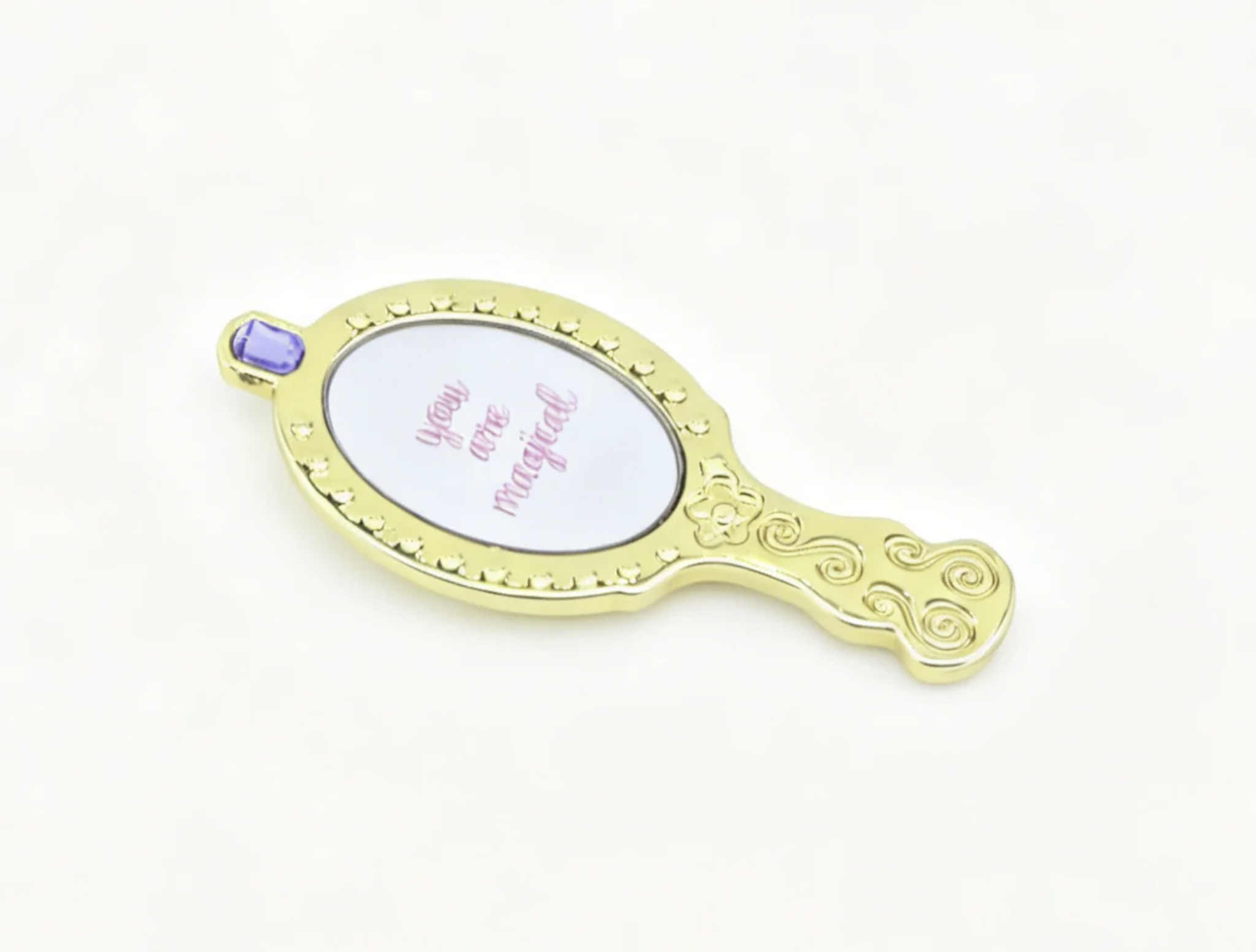 Golden Princess Mini Hand Mirror with Purple Gem for 14.5'' Doll