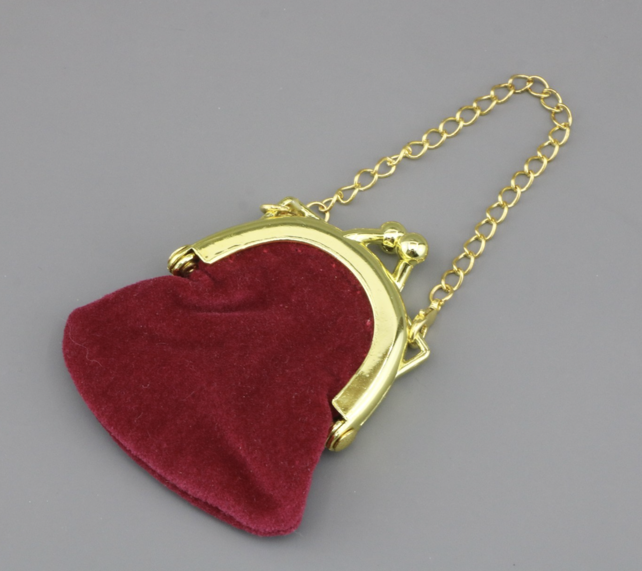 Wine Red Velvet Kiss Lock Mini Purse Gold Chain Shoulder Bag FOR 18'' doll