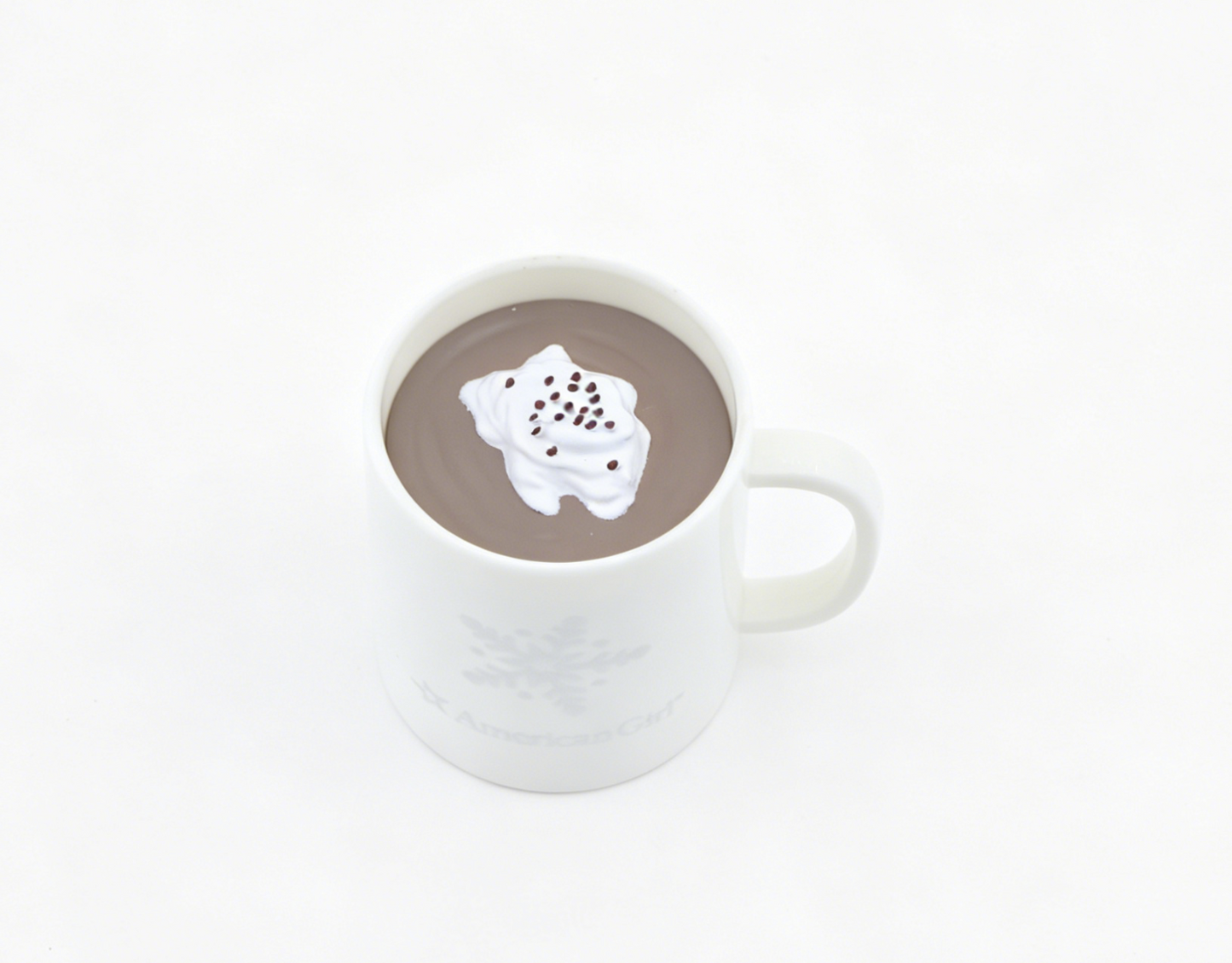Snowflake Hot Cocoa Mug Play Food for 18" American Girl Doll Silly Hanukkah Sweater