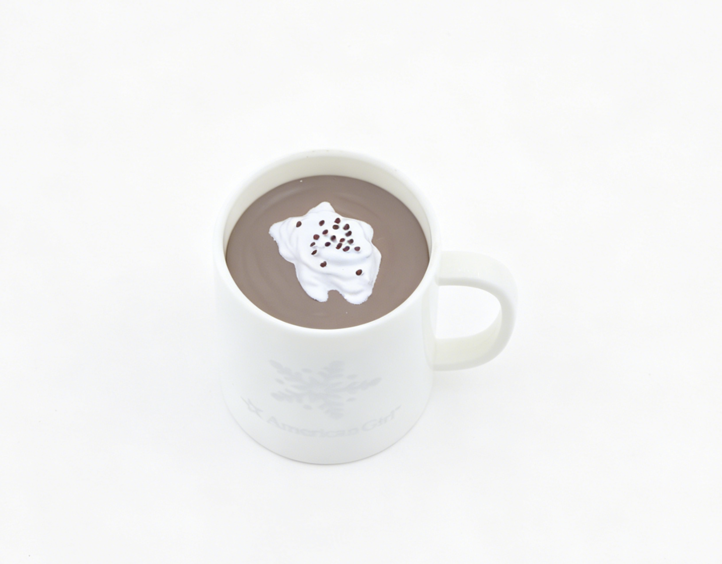 Snowflake Hot Cocoa Mug Play Food for 18" American Girl Doll Silly Hanukkah Sweater