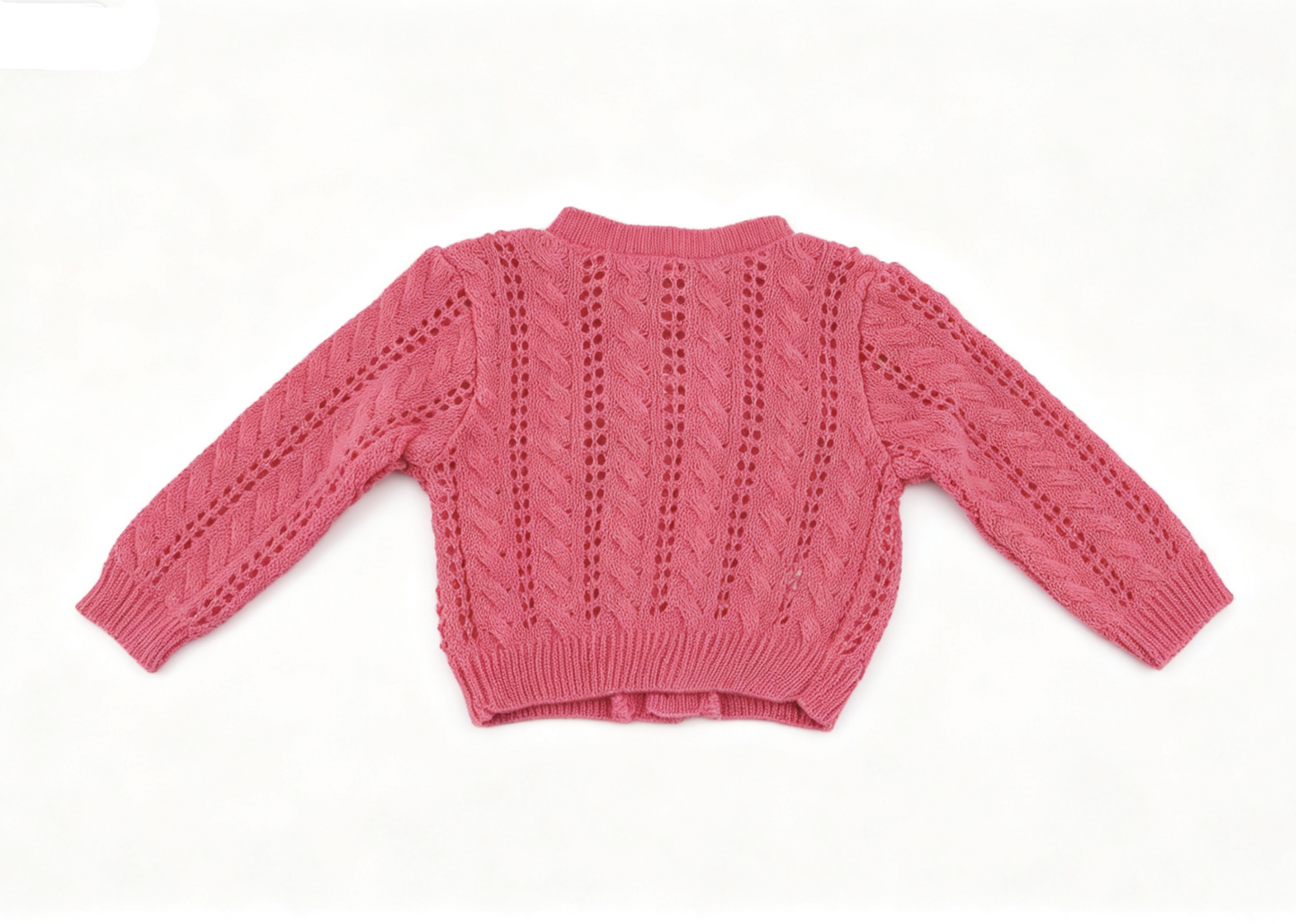 Rose Pink Cable Hollow Knit Cardigan Floral Button Long Sleeve Outerwear FOR 18'' doll