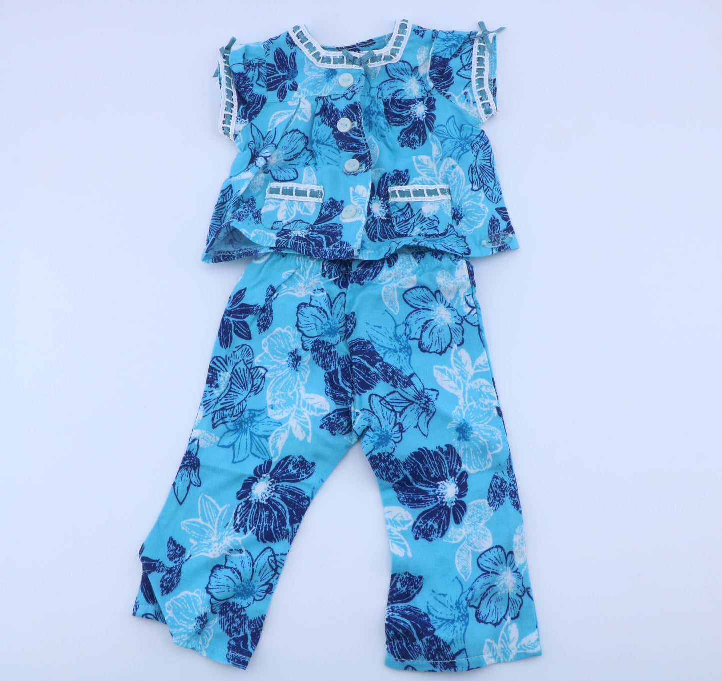 American Girl Blue Floral Print Top & Capri Pants Set - For 18" Dolls