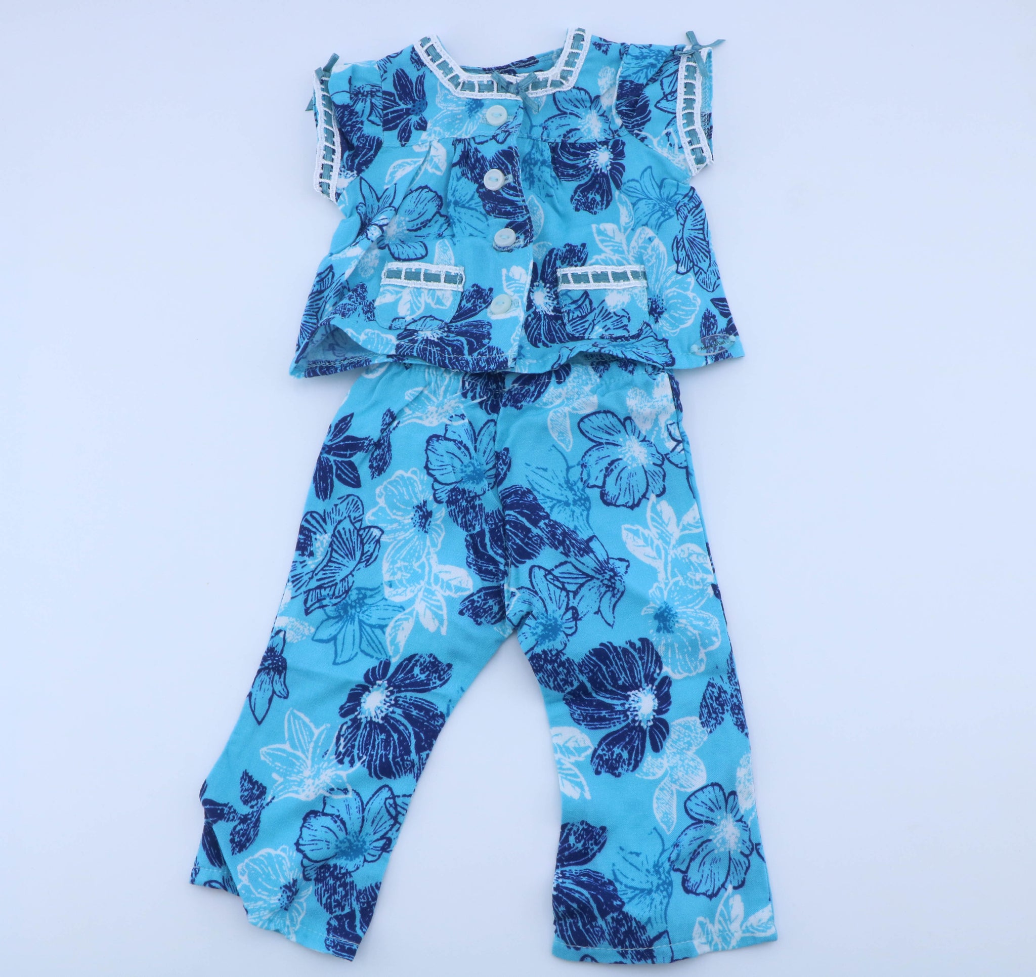 American Girl Blue Floral Print Top & Capri Pants Set - For 18" Dolls