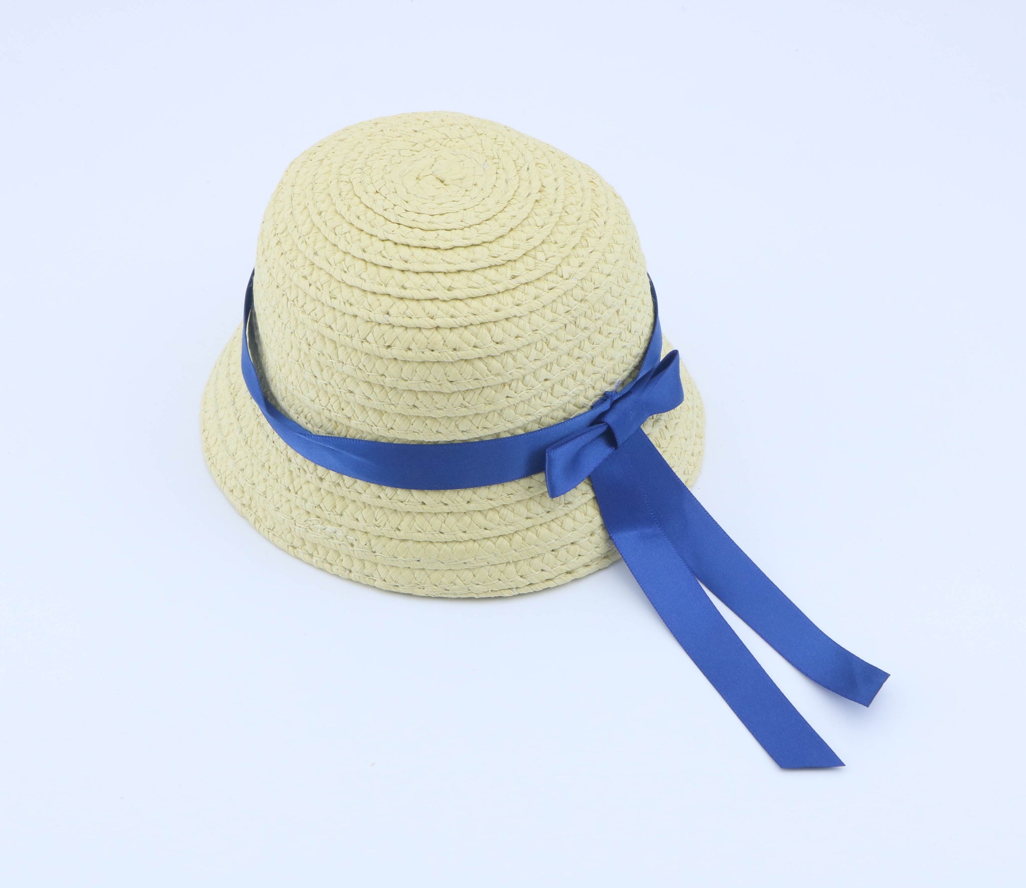 American Girl Straw Sun Hat with Blue Ribbon Bow for 18'' Doll wide-brimmed cap