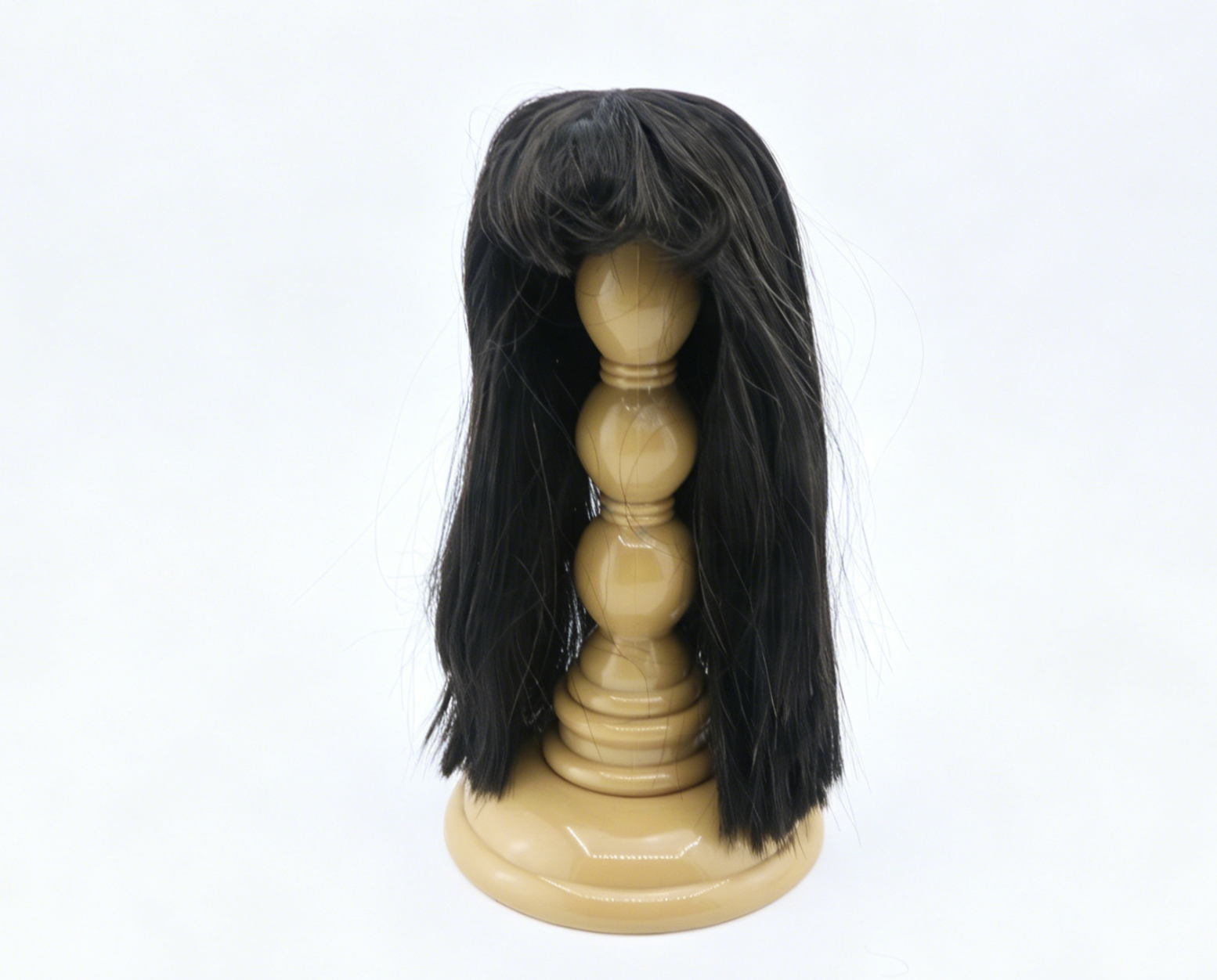 Dark Tea Brown Straight Long Wig With Bangs For 14'' Fashion Girl Doll | Synthetic Doll Replacement Hair Accessory