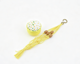 Boho Yellow Macrame Hanging Hamper with Daisy Top for 18'' Doll Retro 70s Bathroom Pretend Play
