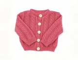 Rose Pink Cable Hollow Knit Cardigan Floral Button Long Sleeve Outerwear FOR 18'' doll