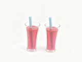 2Pcs Pink Juice Cups With Blue Straw For 18'' Doll Accessory