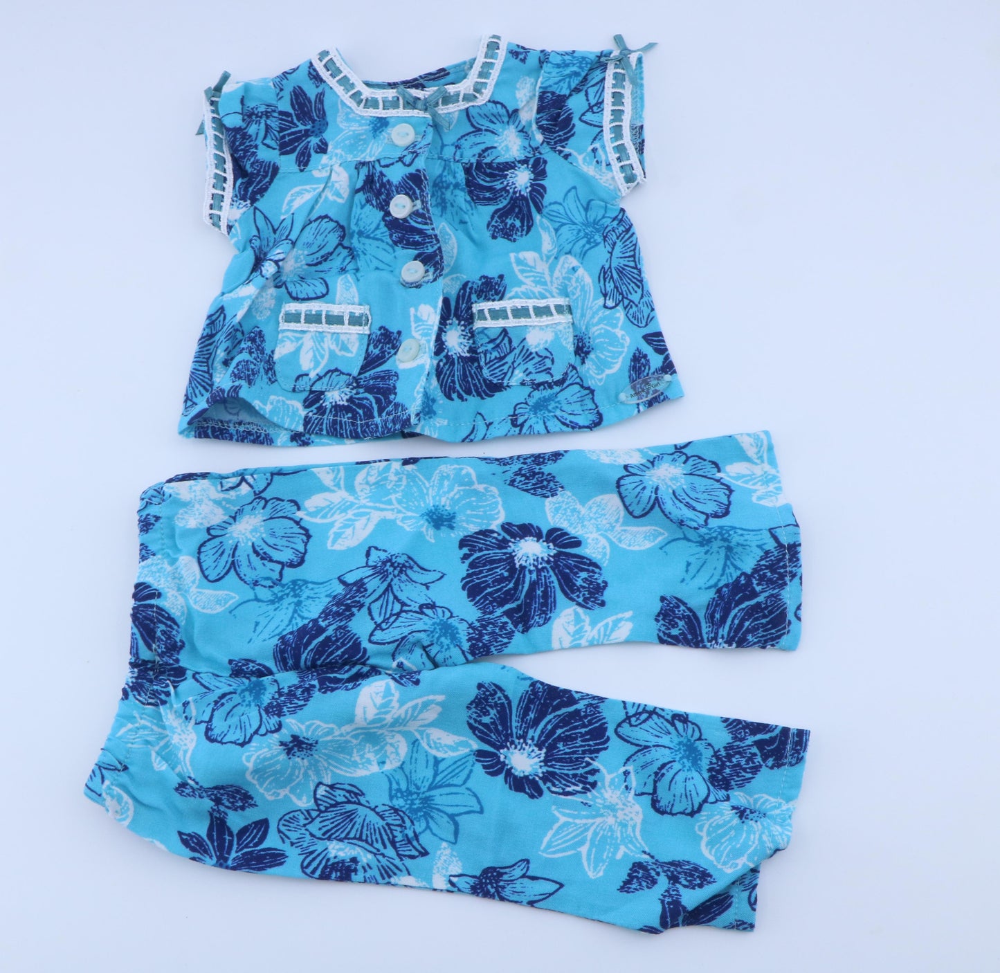 American Girl Blue Floral Print Top & Capri Pants Set - For 18" Dolls