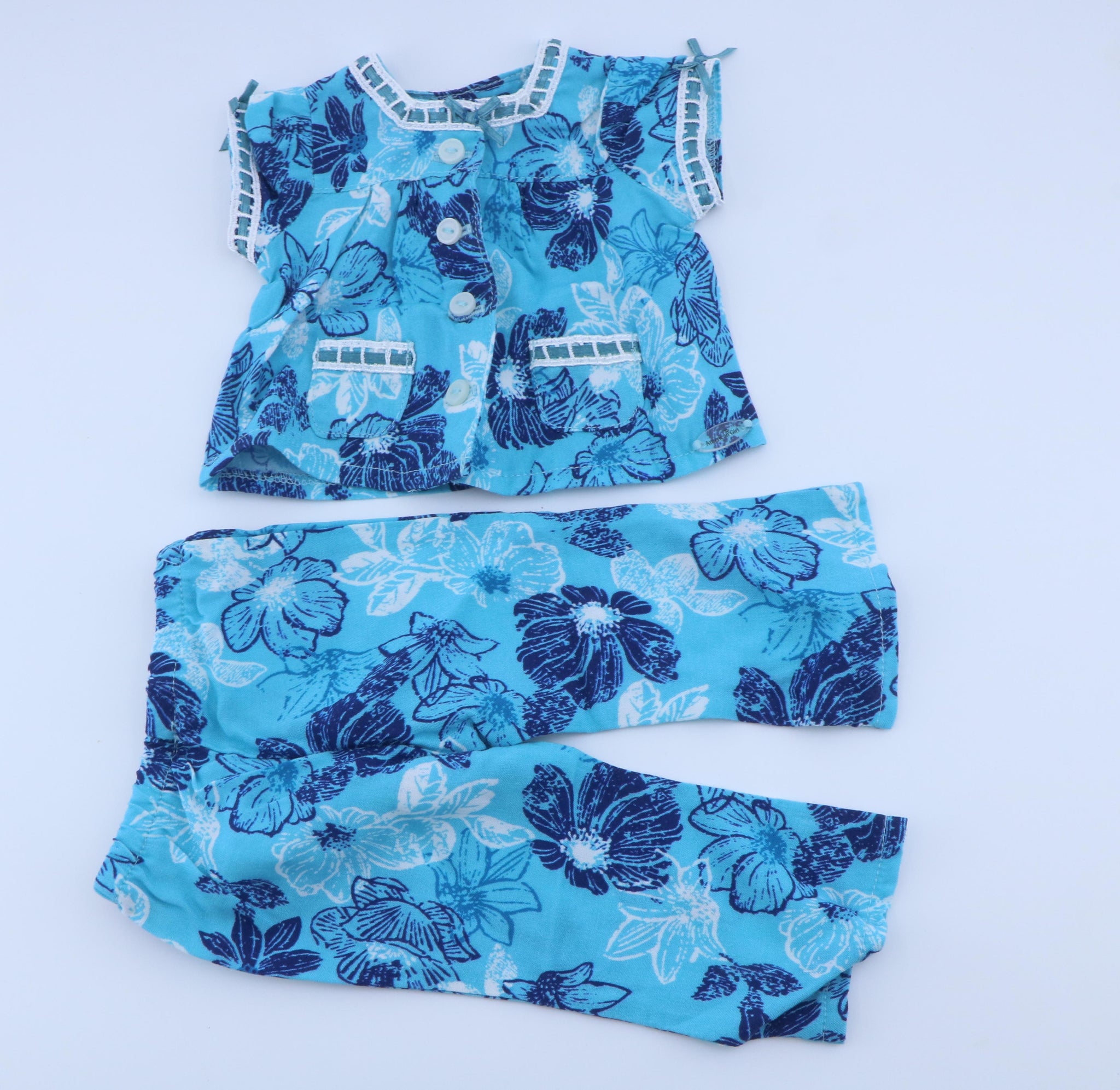 American Girl Blue Floral Print Top & Capri Pants Set - For 18" Dolls