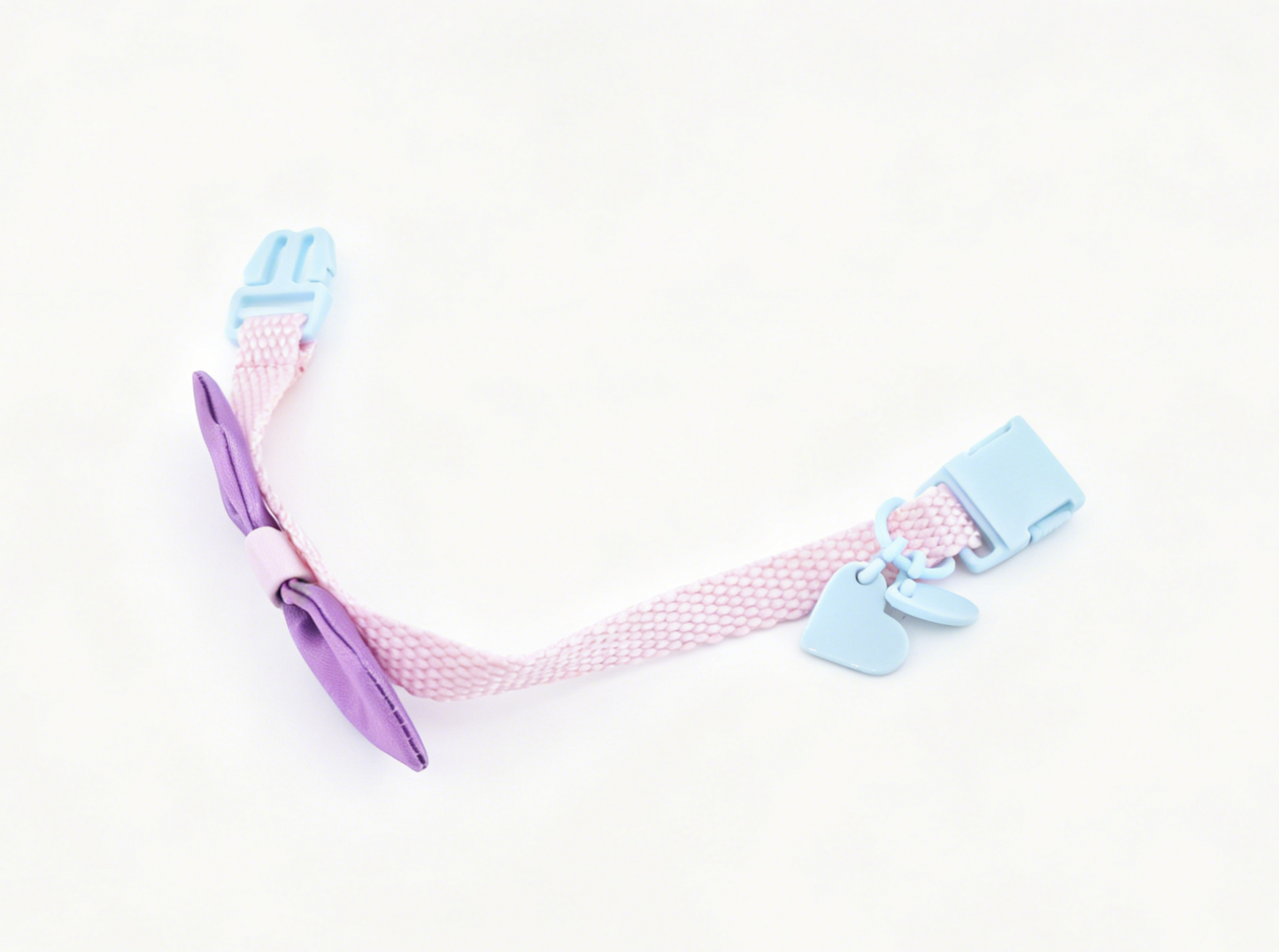 Authentic American Girl Pink Pet Collar With Purple Satin Bow & Blue Heart Charm FOR 18'' DOLL