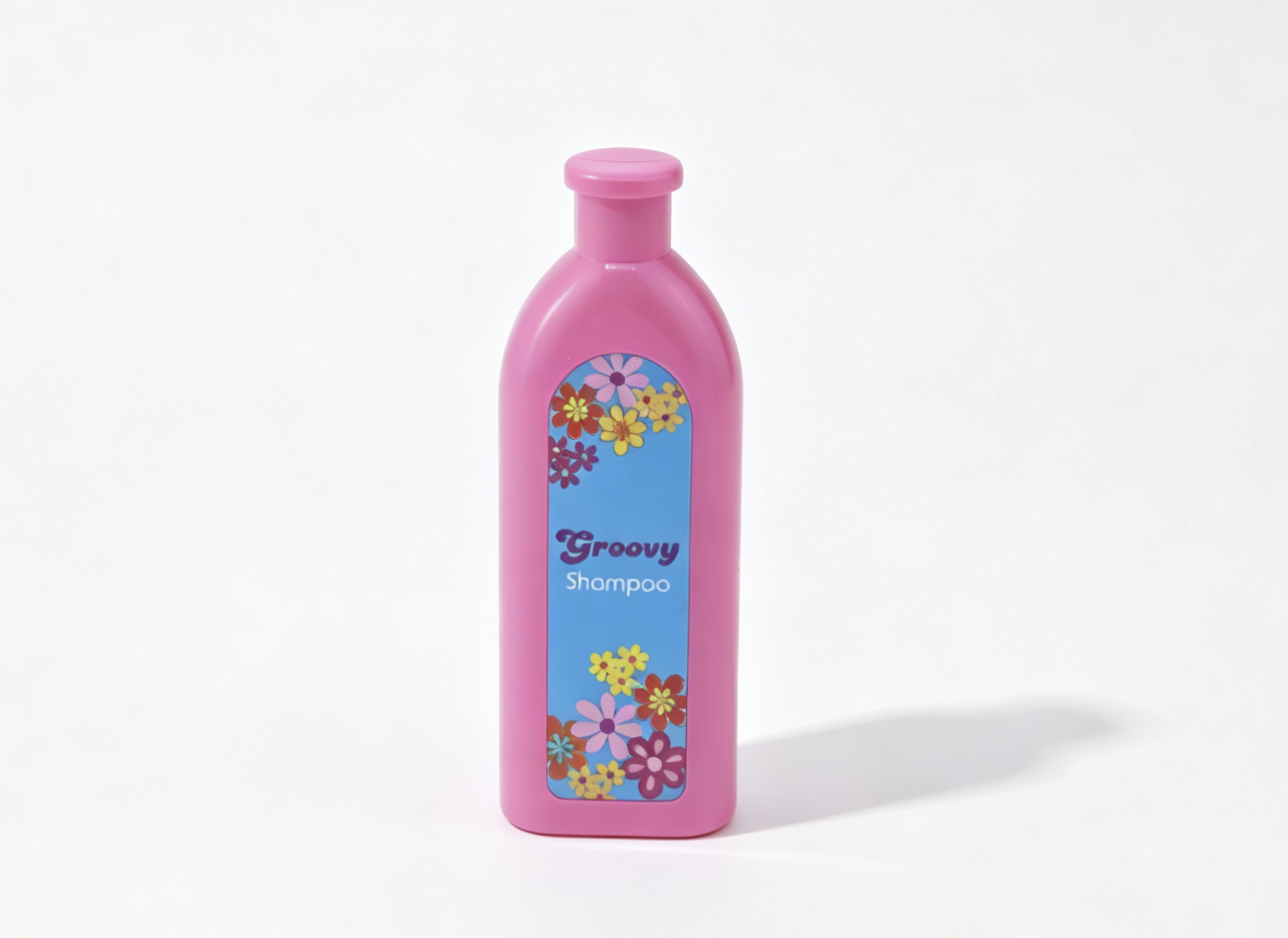 Mini Pink Groovy Floral Shampoo Bottle for 18'' Doll Retro 70s Bathroom Pretend Play