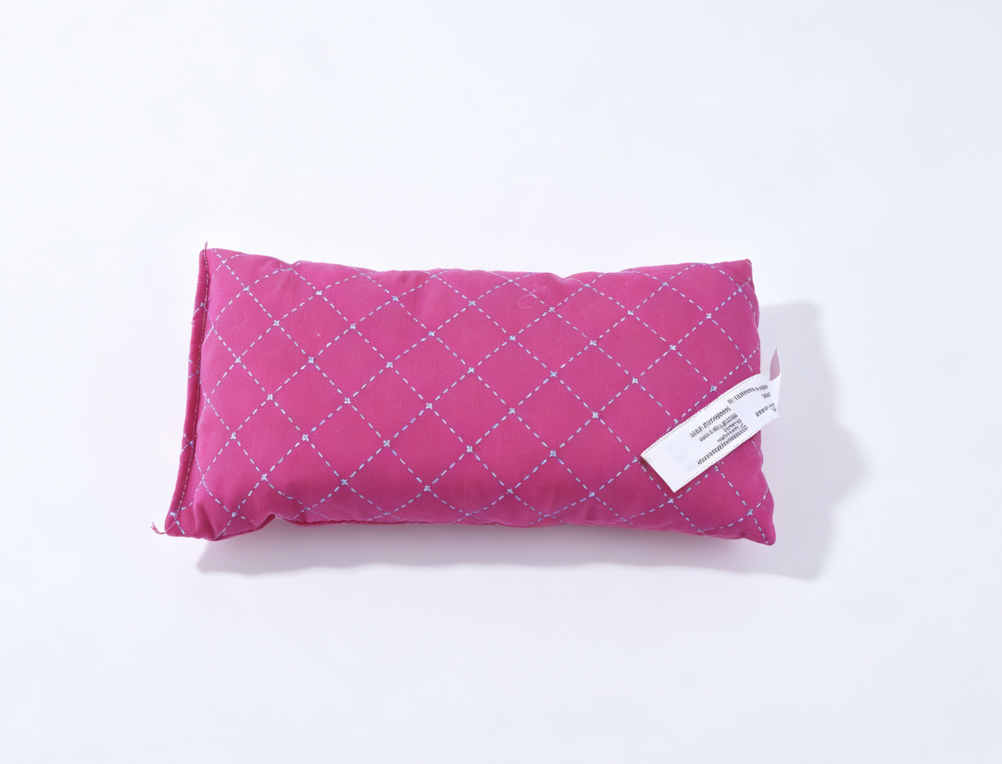 Solid Pink Diamond Grid Print Mini Fabric Pillow Bedding Prop for 18'' Doll Sleepover Bedroom Pretend Play