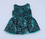 American Girl Black & Teal Spider Web Halloween Dress for 18'' Doll