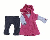 Pink Star Patch Hooded Layered Dress Outfit Set FOR 18'' DOLL | Doll Clothes With Dark Gray Leggings