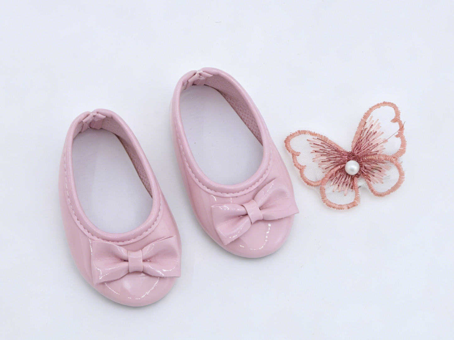 Pink Butterfly Embroidery Lace Dress Outfit Set FOR 18'' DOLL | Doll Clothes With Shoes & Hair Clip