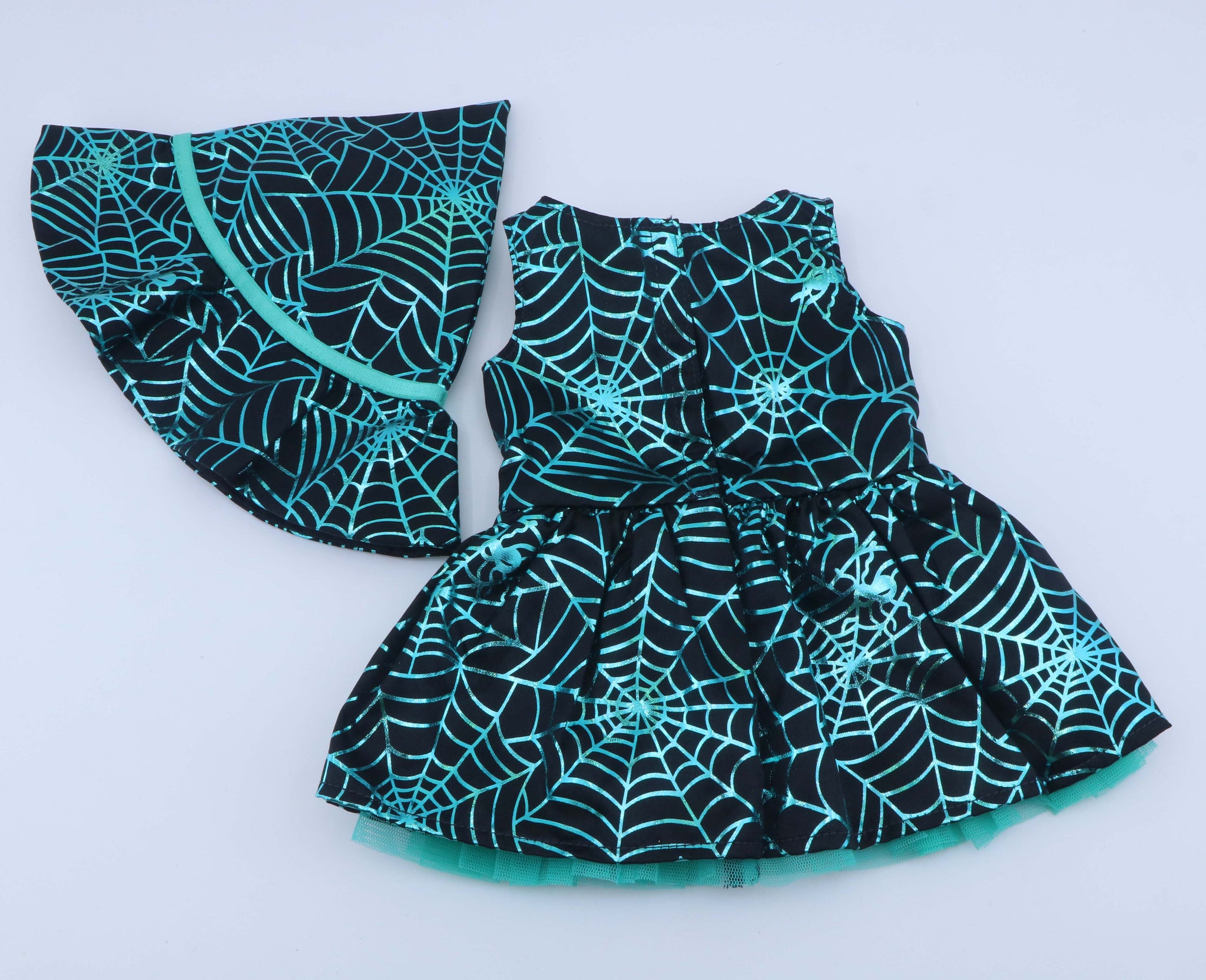 American Girl Teal Spider Web Witch Outfit Dress & Hat Set - For 18" Dolls