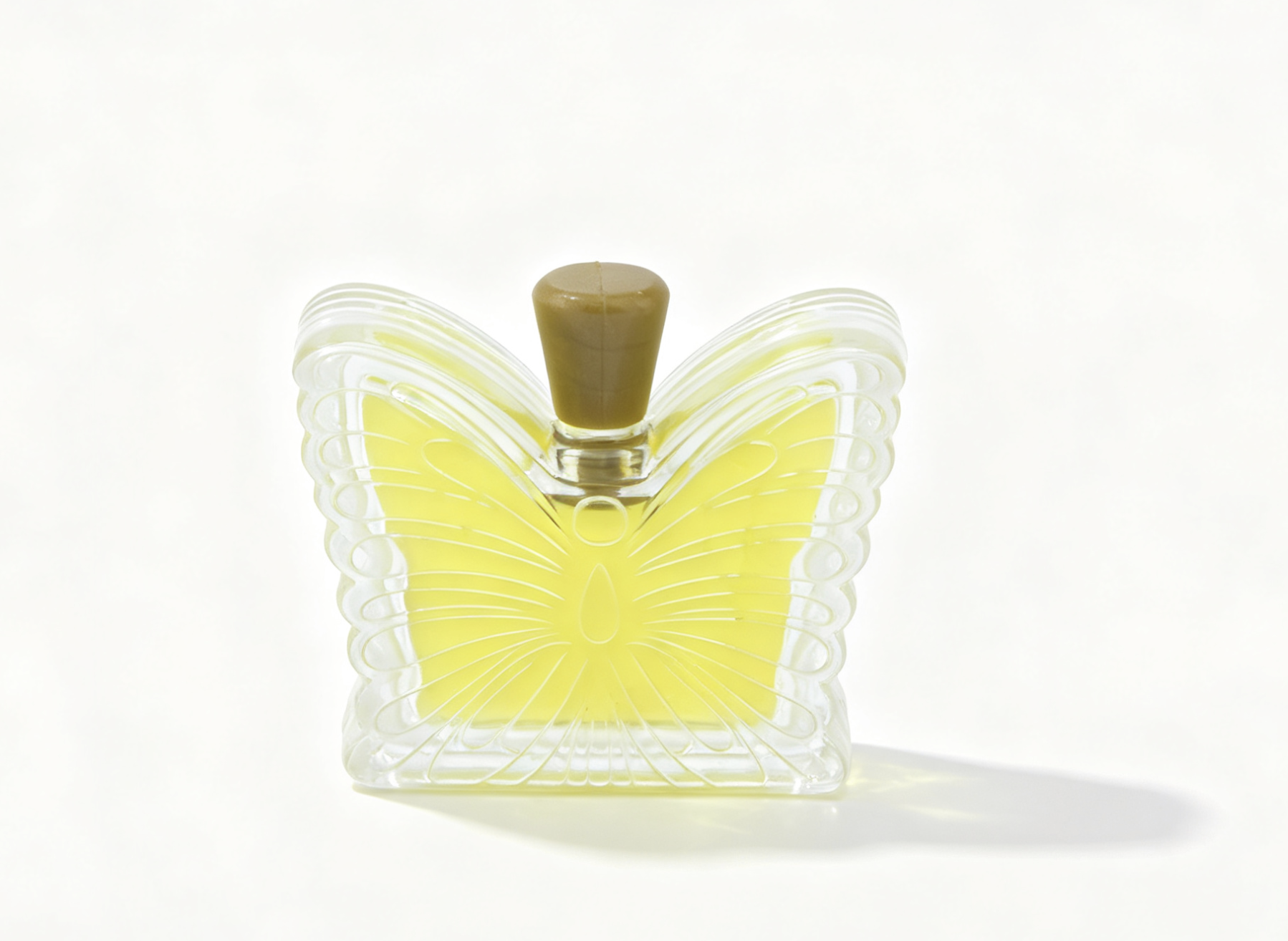 Butterfly Shaped Clear Perfume Bottle with Yellow Liquid for 18'' Doll Retro 70s Groovy Bathroom Pretend Play