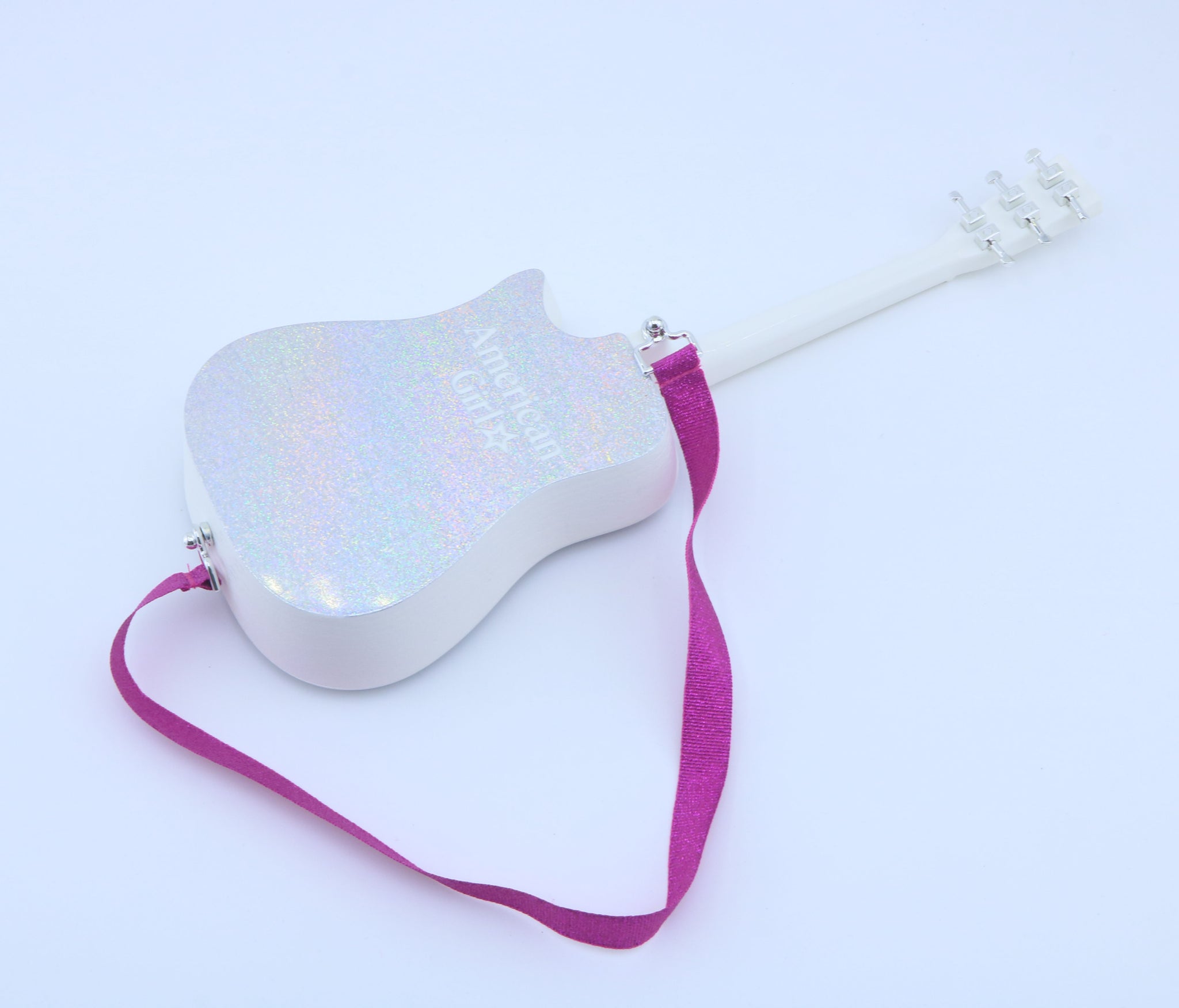 American Girl Iridescent Glitter Star Acoustic Guitar With Magenta Strap – For 18" Dolls