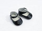 Black Mary Jane Flat Shoes With Matching White Ankle Socks Outfit Set for 18'' doll School Daily Mini Footwear Accessory