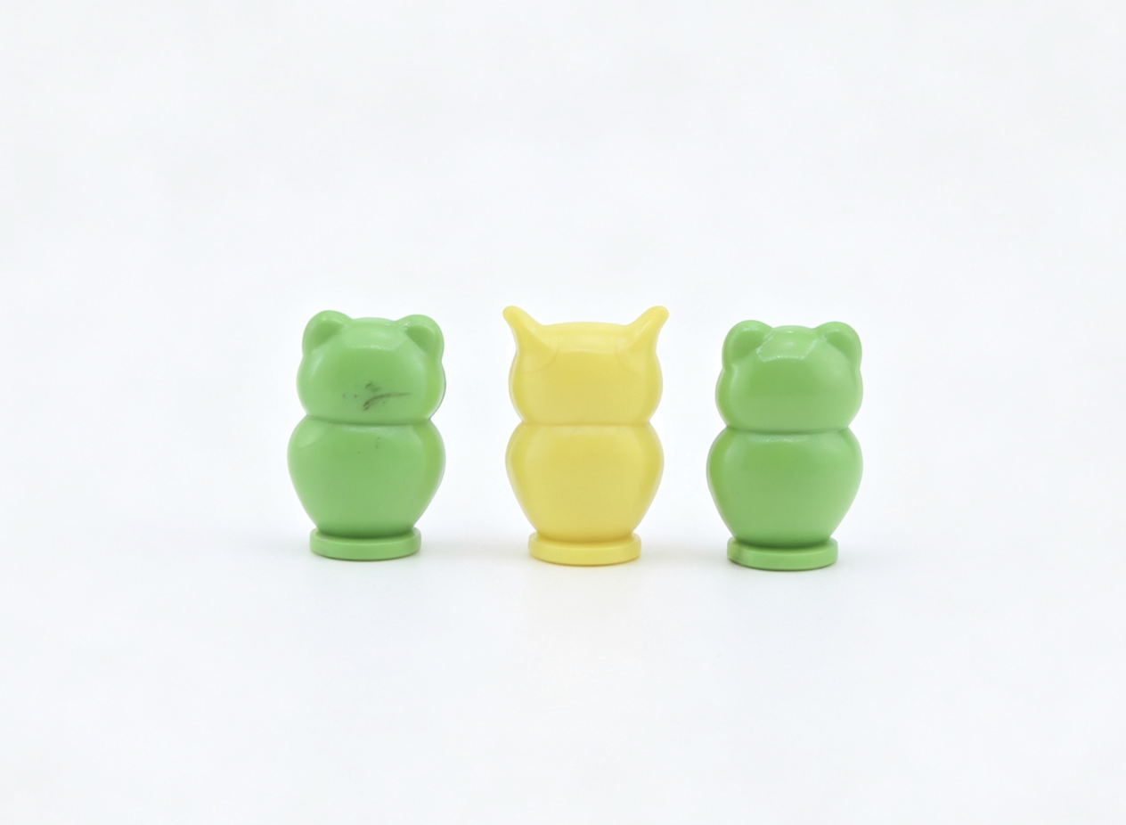 Mini Frog & Owl Figurine Set Pink Heart Base Animal Scene Prop Accessories for 18'' doll