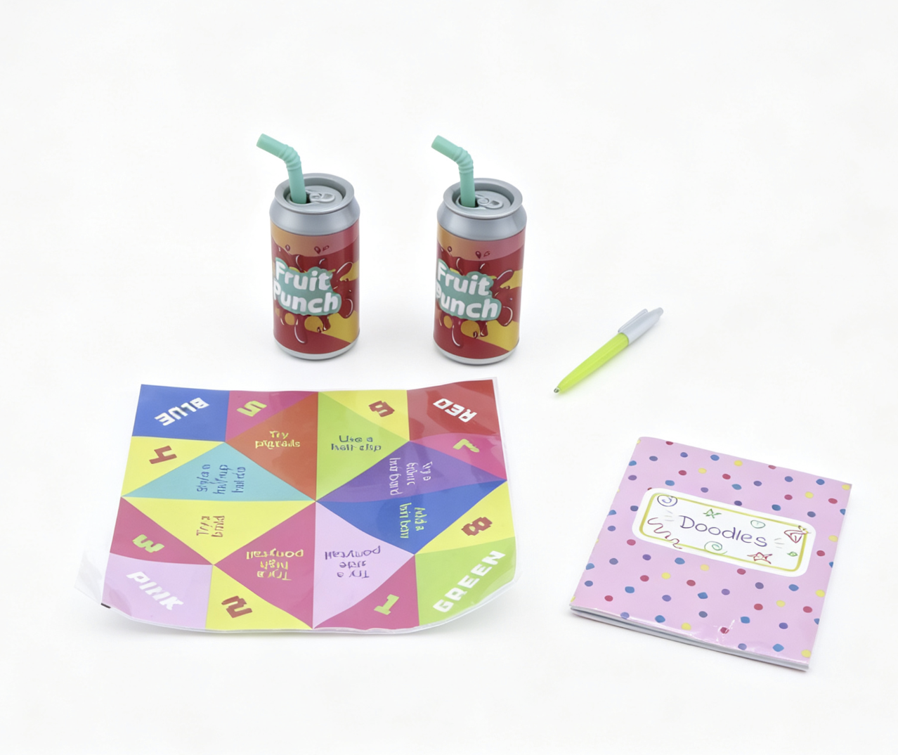 Sleepover Party Accessory Set Drink & Notebook Prop for 18'' DOLL