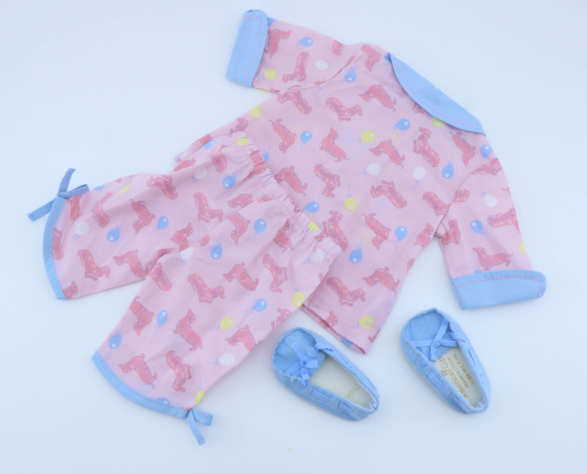 Authentic American Girl Dachshund Print Pajama Set with Slippers for 18'' Doll Clothes