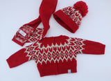 American Girl Red Fair Isle Knit Sweater Hat Scarf Set From Truly Me Winter Outfit Set – For 18" Dolls