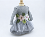 Angelina Gray Floral Embroidered Dress Set with Shoes for 18'' Doll