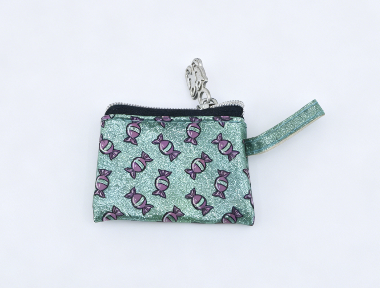 Glitter Green Mini Candy Print Zipper Coin Purse Accessory For 18-Inch Dolls