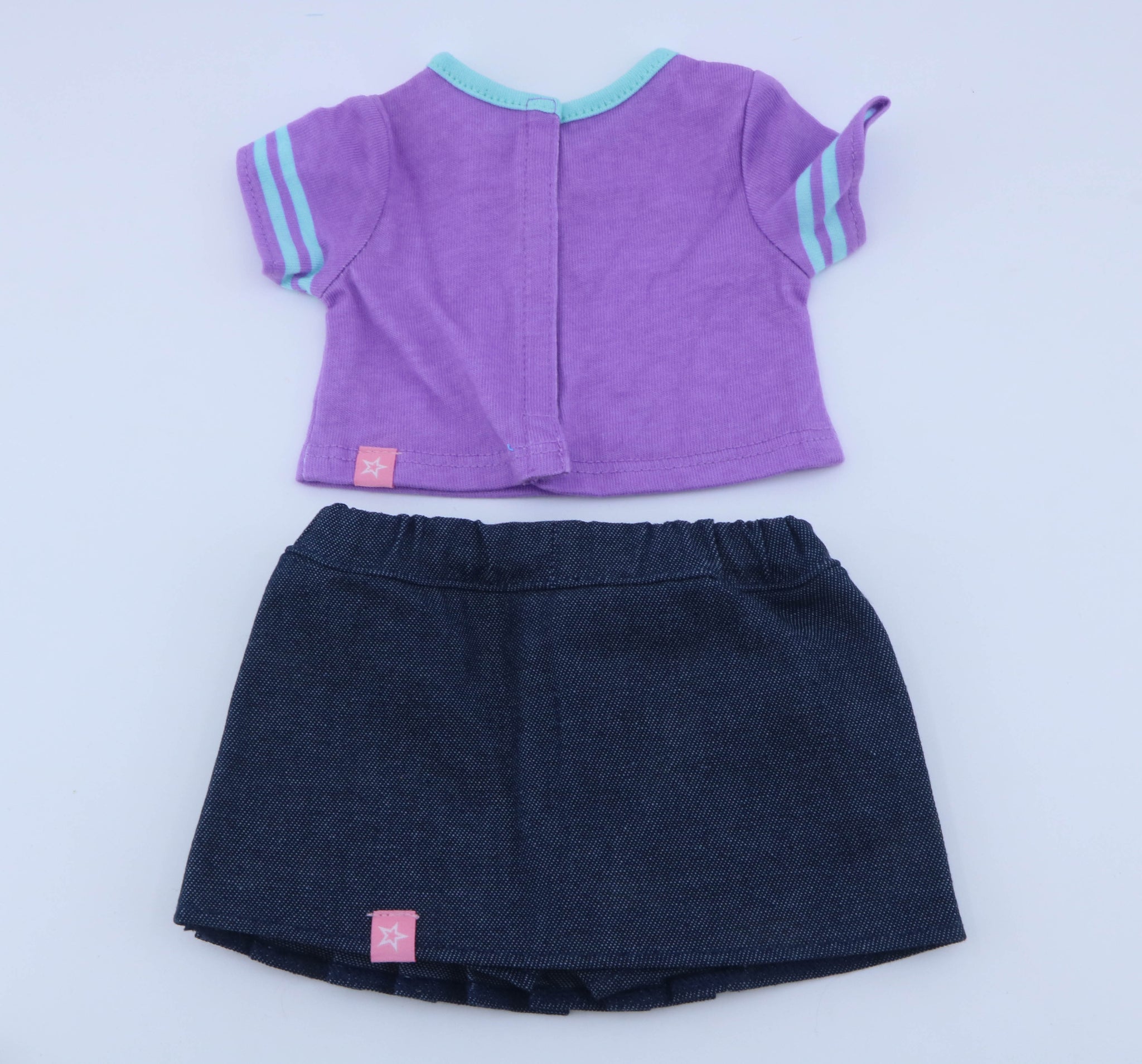 American Girl Purple "44" Sporty Top & Denim Pleated Skirt Set - For 18" Dolls
