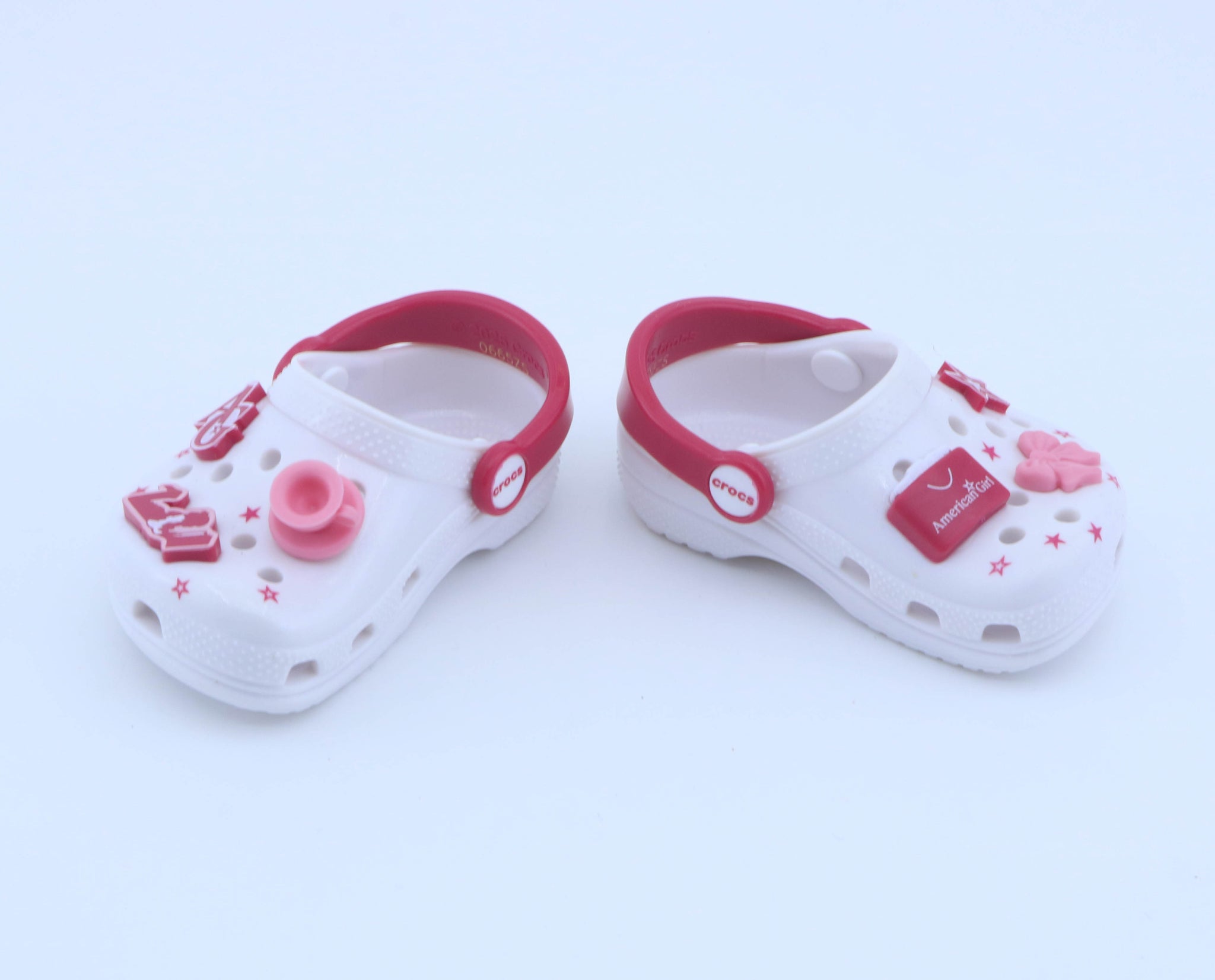 Authentic American Girl x Crocs White Clogs with Charms for 18'' Doll Shoes