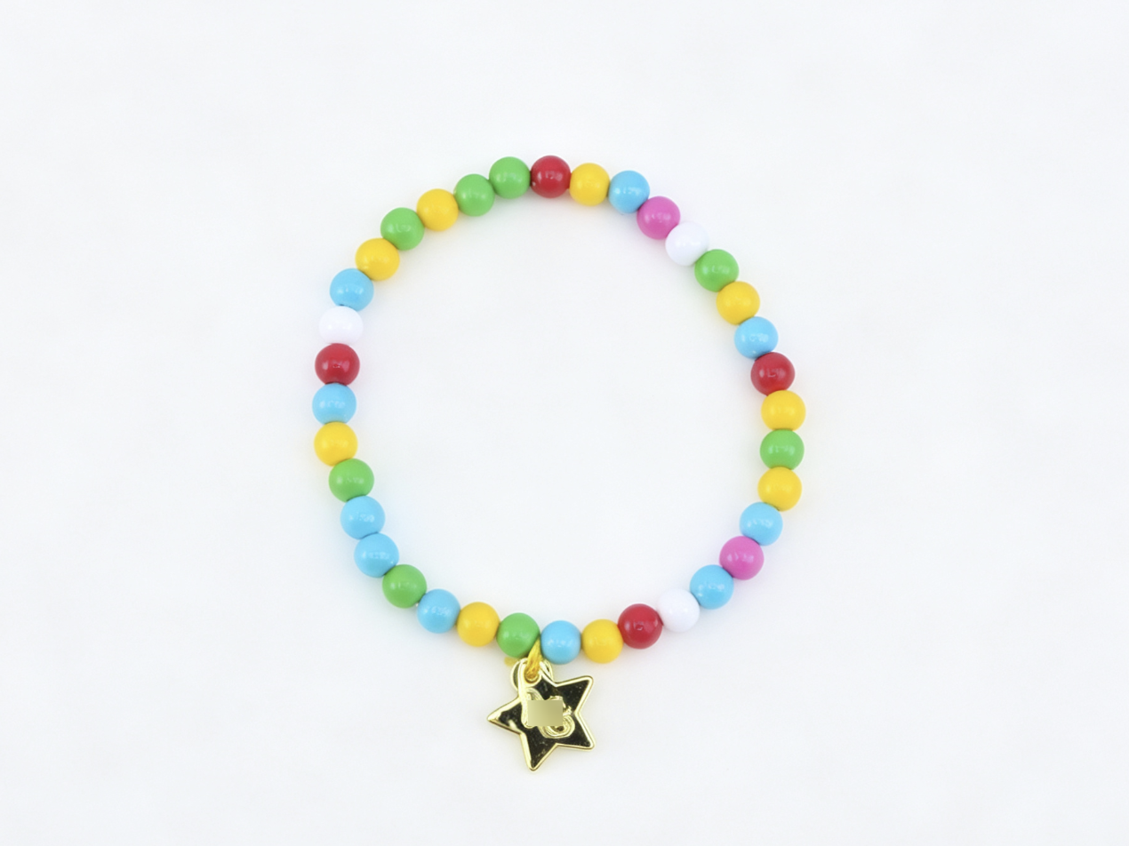 Rainbow Multicolor Beaded Necklace With Gold Star Charm Accessory for 18'' Doll Daily Casual Dress Up Play