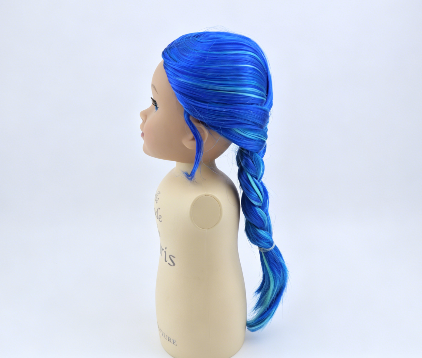 Bright Blue Light Blue Highlight Single Braid Wig For 18'' Fashion Girl Doll | Synthetic Doll Replacement Hair Accessory