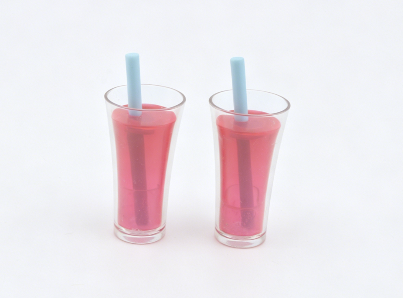 American Girl 2Pcs Pink Juice Cups With Blue Straw For 18'' Doll Accessory