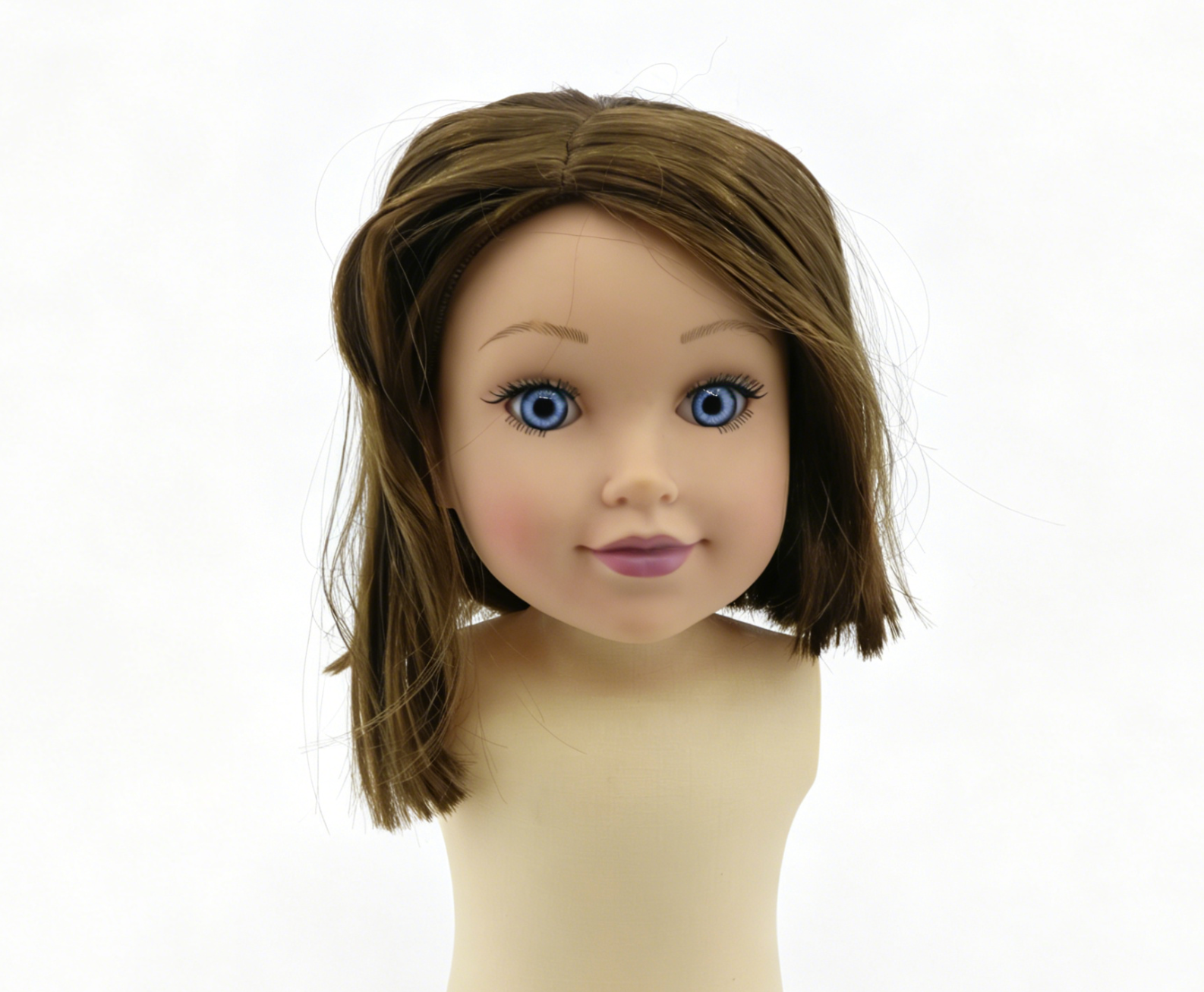 Medium Brown Middle Part Straight Bob Wig With 8cm Inner Diameter For Fashion Girl Doll | Synthetic Doll Replacement Hair Accessory