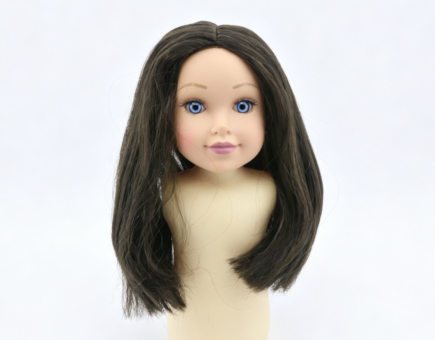 Dark Tea Brown Middle Part Shoulder Bob Wig For 18'' Fashion Girl Doll | Synthetic Doll Replacement Hair Accessory