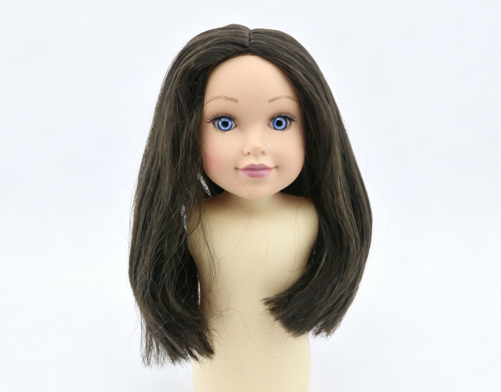 Dark Tea Brown Middle Part Shoulder Bob Wig For 18'' Fashion Girl Doll | Synthetic Doll Replacement Hair Accessory