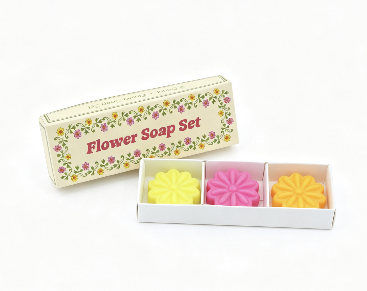 3 Count Colorful Flower Soap Box Set for 18'' Doll Retro 70s Groovy Bathroom Pretend Play